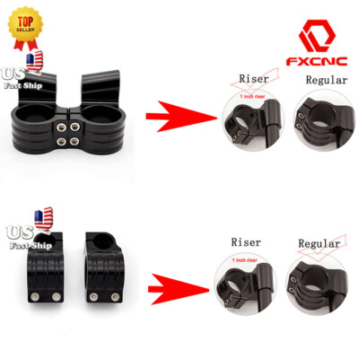 US Shipping Raise/Regular 50mm Clip On Handlebars Tube Head Clamp Mount Black