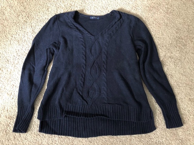 Women's CHAPS Solid Dark Blue Cotton PullOver V-Neck Sweater Size XL | eBay