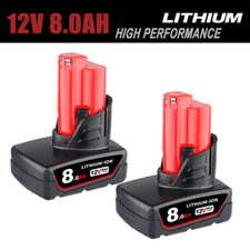 2-Pack 8.0Ah For Milwaukee for M12 Battery LITHIUM Extended Capacity 48-11-2460