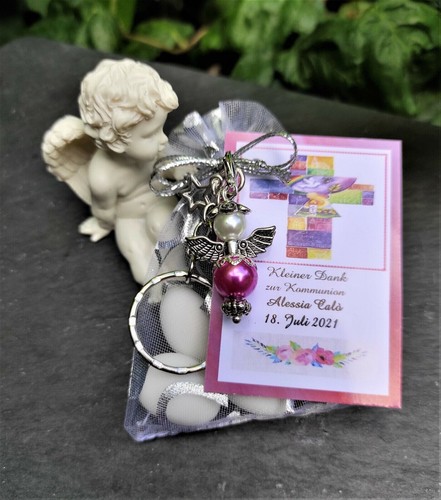 Gift for Guests Angel Organza Bag Cross Communion Baptism Wedding Personalised - Picture 3 of 15