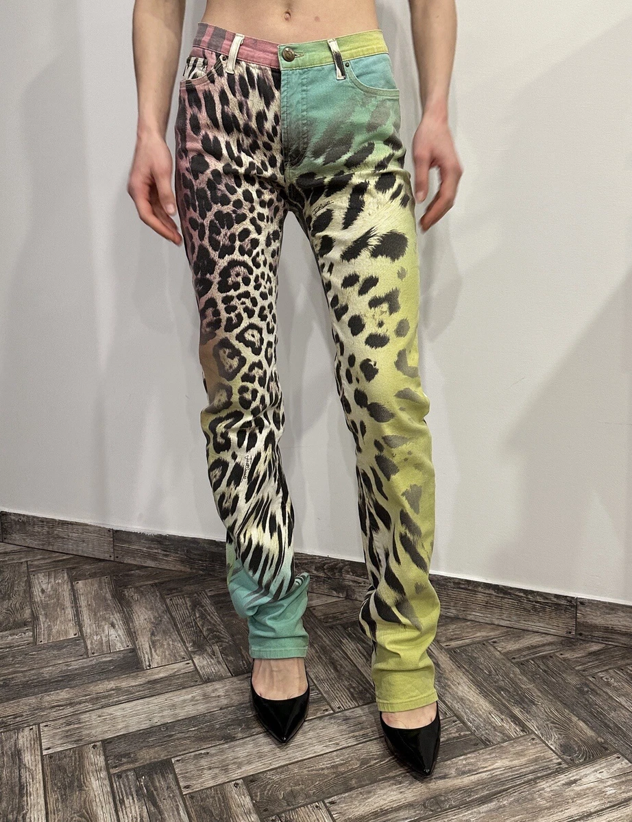 Vintage Y2K Just Cavalli Leopard Multicolor Womens Stretch Jeans