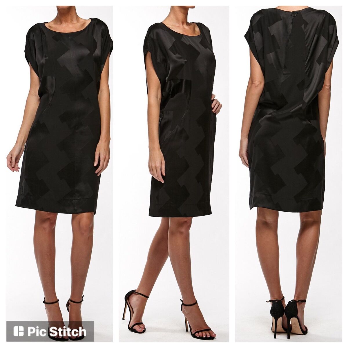 Balenciaga Silk Satin Jacquard Dress Green & Black Size 40 Balenciaga Silk Satin Jacquard Dress Green & Black Size 40