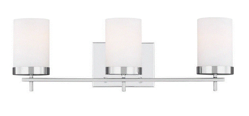 Zire 24" W 3-Light Chrome Bathroom Vanity Light with Etched White Glass Shades - Image 3 of 3