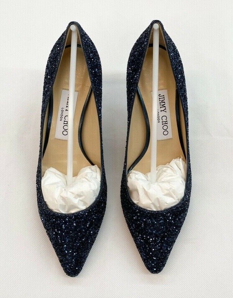 NWOB JIMMY CHOO ROMY 60 Pumps, Navy Coarse Glitter 100 NWOB JIMMY CHOO ROMY 60 Pumps, Navy Coarse Glitter 100