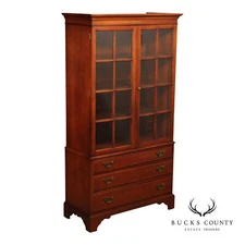 Drexel Chippendale Style Cherry Bookcase Display Cabinet