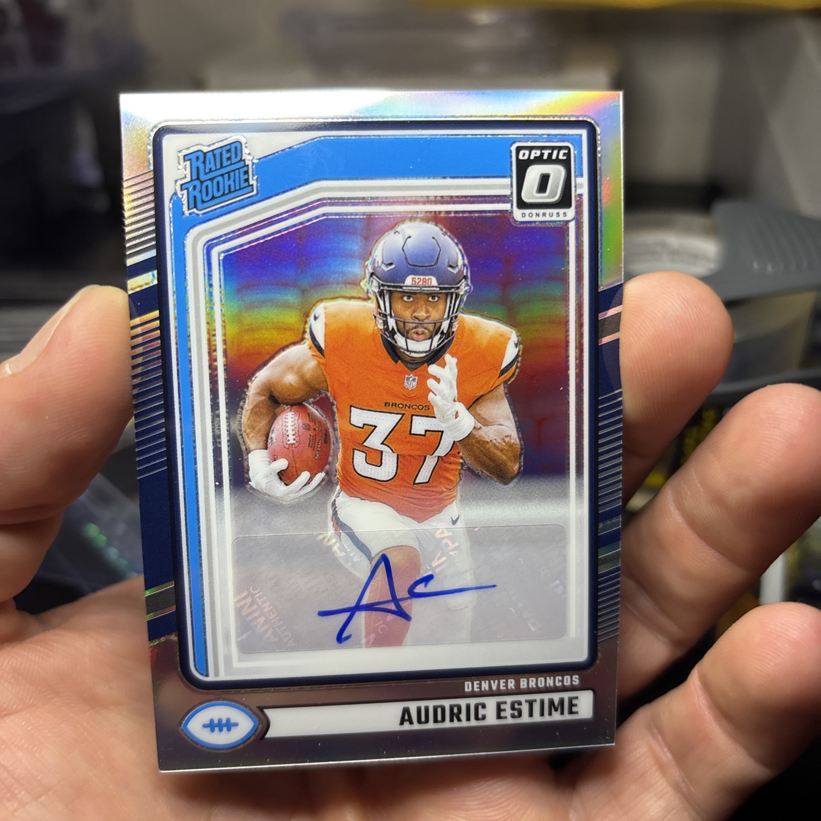 2024 Panini Donruss - Rated Rookie Audric Estime #335 Blue Autographs (AU, RC)