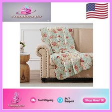 Antique Rose Quilted Throw Blanket - 100 Cotton, 50x60 Inches, Floral Elegance