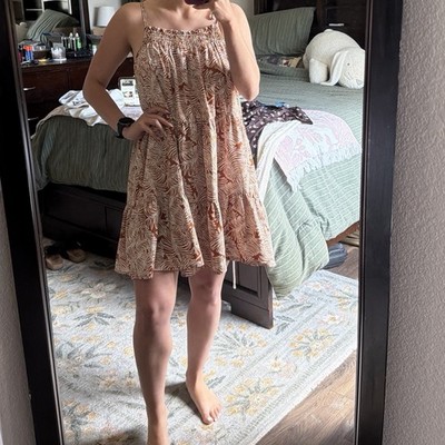 Very J Orange And Brown Floral Dress Size Medium