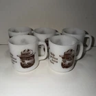 Vintage Smokey The Bear Help Prevent Forest Fires 5 Milk Glass Mug-Cup Glasbake