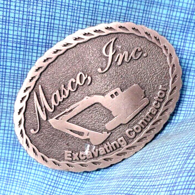 Masco Inc Promo Belt Buckle Excavating Contractor Vtg 80s 90s            .QRT700