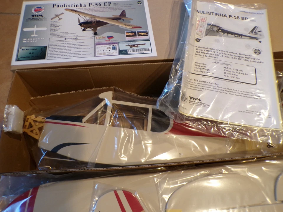 MODELOS DEL MUNDO PAULISTINHA P-56EP NUEVO 48,5 ENVERGADURA ARF COLOR ROJO/CREMA Foto 2 de 4