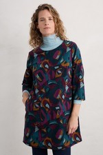 Seasalt Women's Regular Port Gaverne Tunic Abstract Figures Merlot