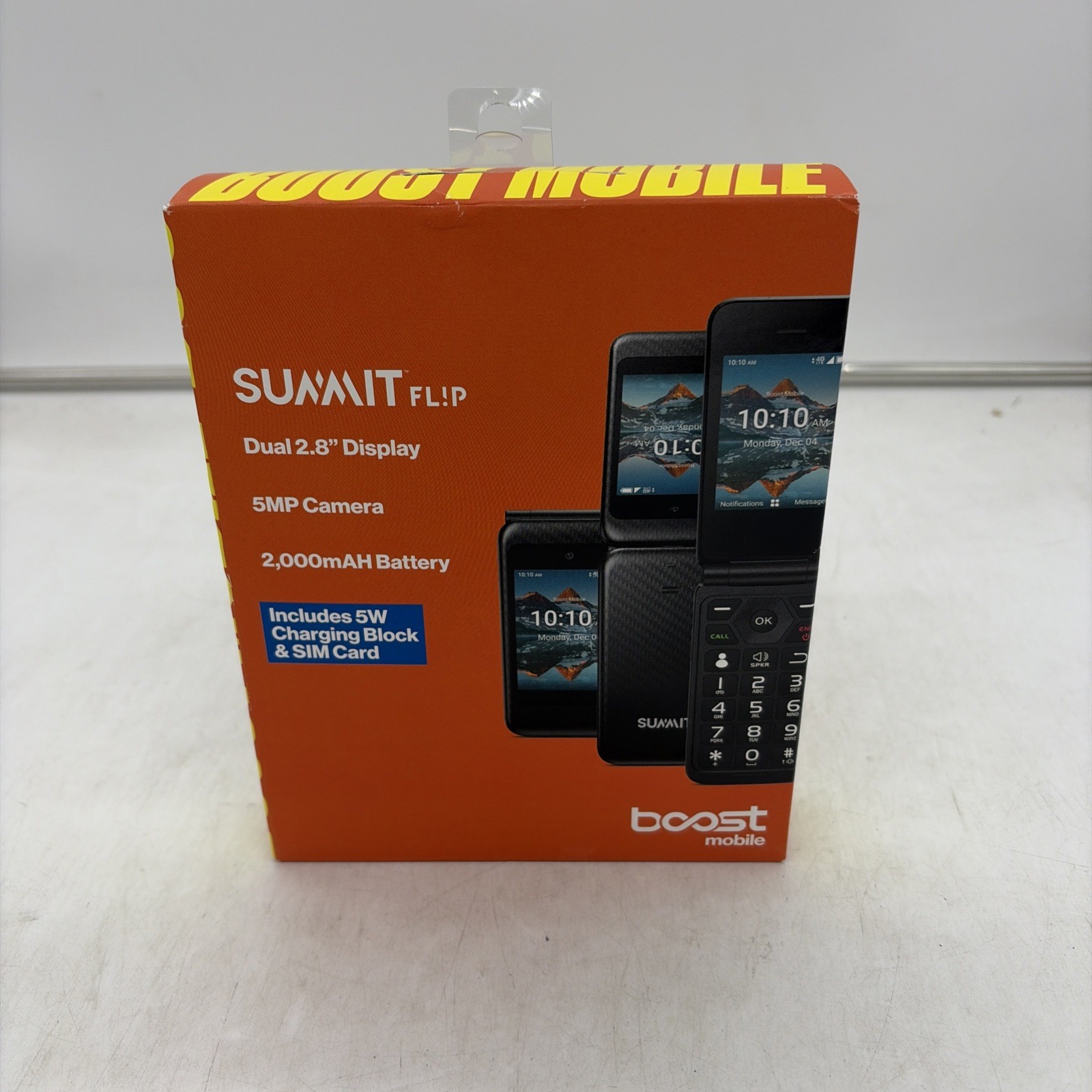 Locked To Boost Mobile Prepaid Summit Flip Phone 8GB 5MP 2.8&rdquo; Black NEW SEALED!