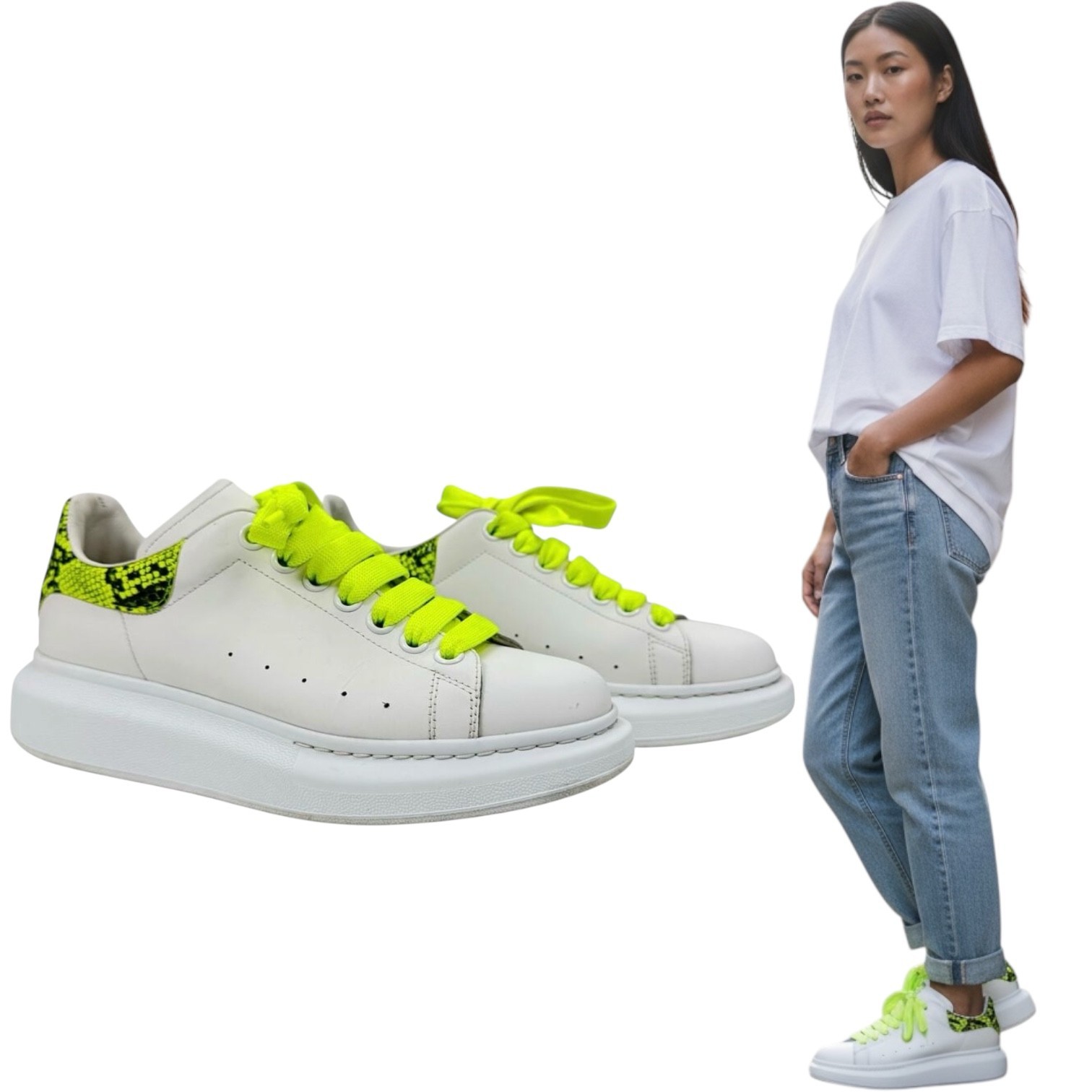 Alexander Mcqueen Oversized Python Print Sneakers… - image 1