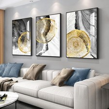 Framed Wall Art Set of 3 Bright Posters Prints, Modern Abstract Aesthetic P...