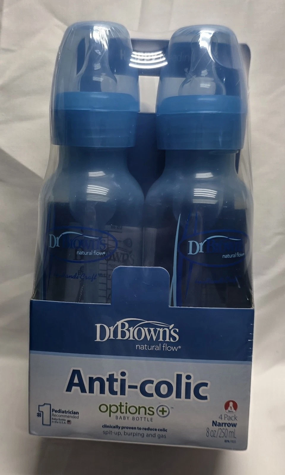 Dr. Brown's Options+ Anti-Colic Narrow Plastic Baby Bottles - 8oz - 4 Pack