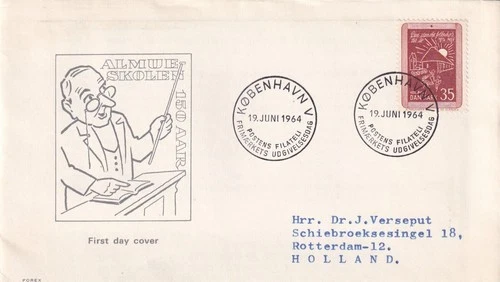 SA25d Denmark 1964 150th Anniv of Royal Decrees - Peasant Education, FDC