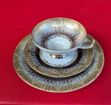 Sammeltasse Sammelgedeck Gold Gelb Braun Lila Kaffee Tasse Gedeck Tee Porzellan