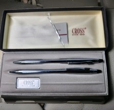 Cross Classic Century Lustrous Chrome Ballpoint Pen  .5mm Pencil Set 3501 READ