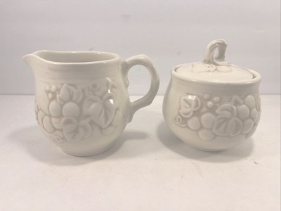 Metlox Poppytrail Antique Grape White Creamer & Sugar Bowl