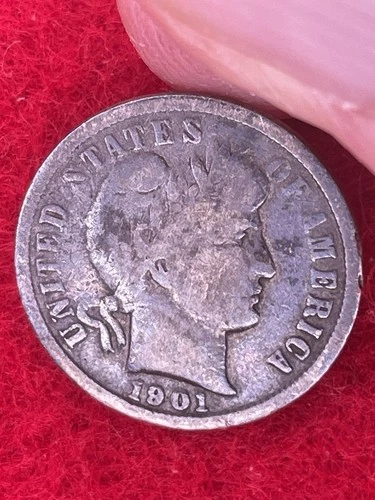 🌴1901 Barber Silver Dime (SILVER) Pre Owned