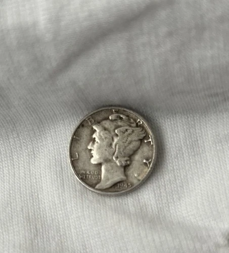 1945 Silver Mercury Dime Actual Coin Shown