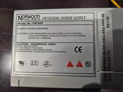 Norwood Micro  140 WATT PSU PSF500P REV 02 ATX 20 pin power supply