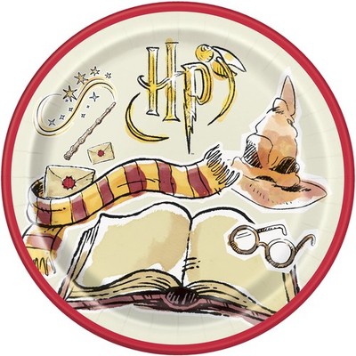 Unique 23565 Paper Plates-23 cm- Harry Potter Party-Pack of 8, Multicolour