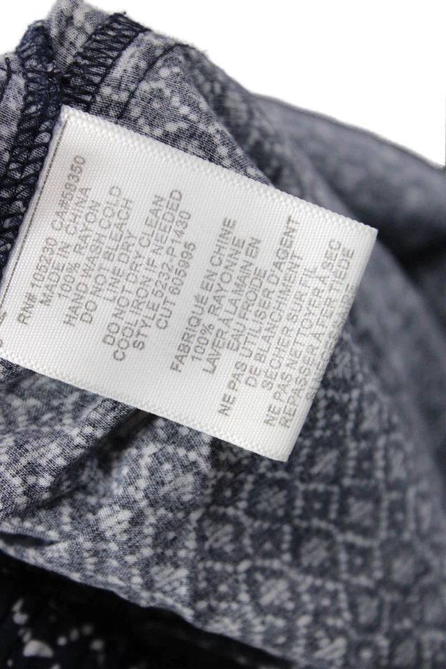 Pantalones suaves Joie para mujer estampado geométrico elástico corte cintura pierna fluidos azules talla M Foto 4 de 4