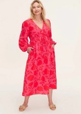 Kate Spade x Target Linen Blend Maxi Tiered Dress M Pink Coastal Beachy Resort