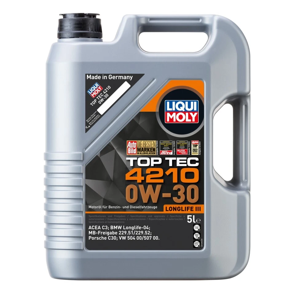 Motoröl LIQUI MOLY 21605 Top Tec 4210 0W-30 Leichtlauf synth 5 Liter f. VW Group