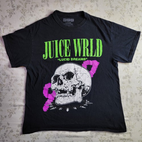 Juice WRLD Lucid Dreams 999 Hiphop Rap Merch Black Skull Graphic T-shirt Size L