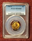 1949-S Lincoln Wheat Cent 1C PCGS MS66 RD, Free Shipping