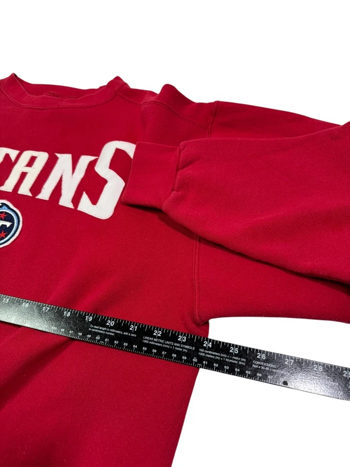 Vintage Majestic Sweatshirt Men Large Red Fleece Lined NFL Tennessee Titans - Image 4 of 4
