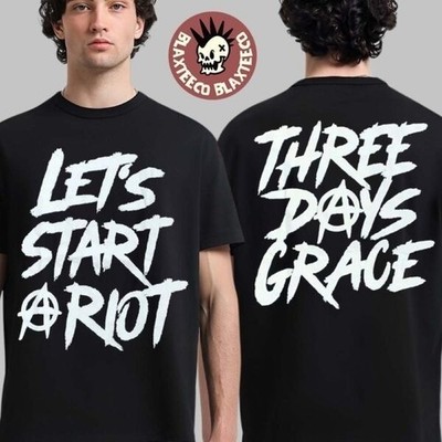 Three Days Grace 2025 Tour Venue Merch Lets Start Riot Two Sided T-Shirt