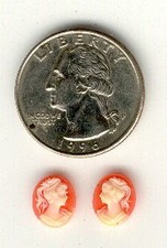 10x8mm Carnelian Orange Ponytail Girl Classic Resin Cameo 146R