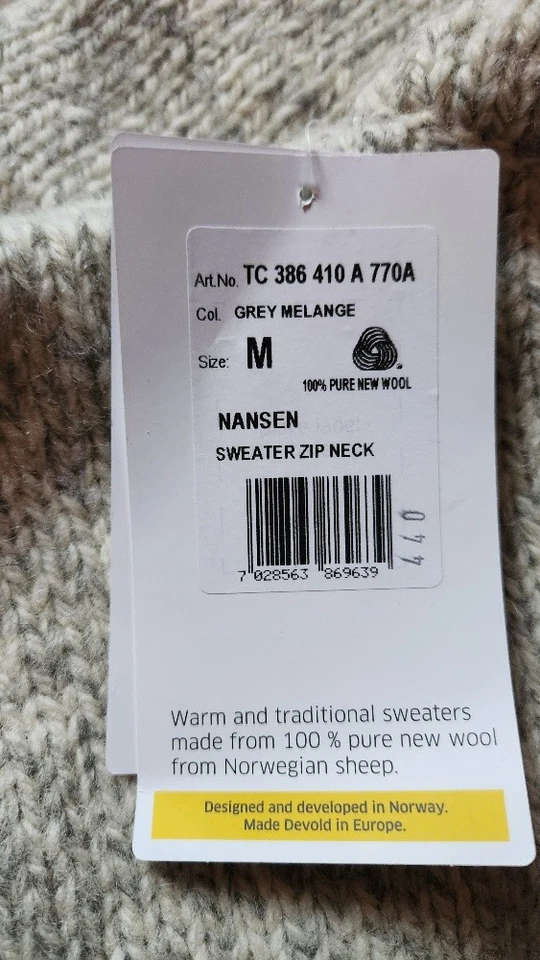 Devold Nansen Sweater Zip Neck Grey Melange Medium NEU 100% Norwegische Wolle - Bild 3 von 4