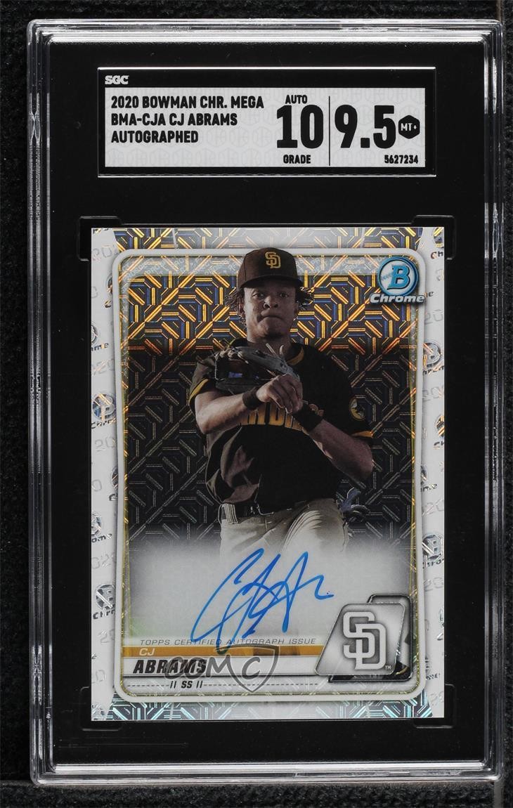 2020 Bowman Mega Box Chrome Mojo CJ Abrams #BMA-CJA SGC 9.5 Mint+ Auto 09an