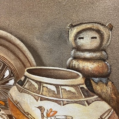 Vintage Original Signed - Mario Jung Sand Painting 24x20 Native