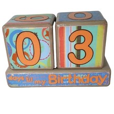 Baby Boy Blocks Pregnancy Countdown Birthday Shower Gift OOAK Unique Handmade