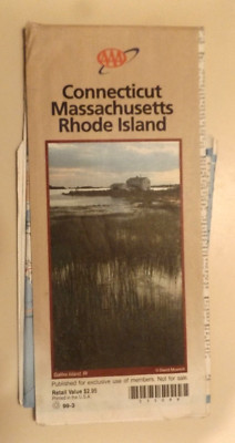 AAA Connecticut Massachusetts Rhode Island Travel Road Map 99-3 == FREE POSTAGE