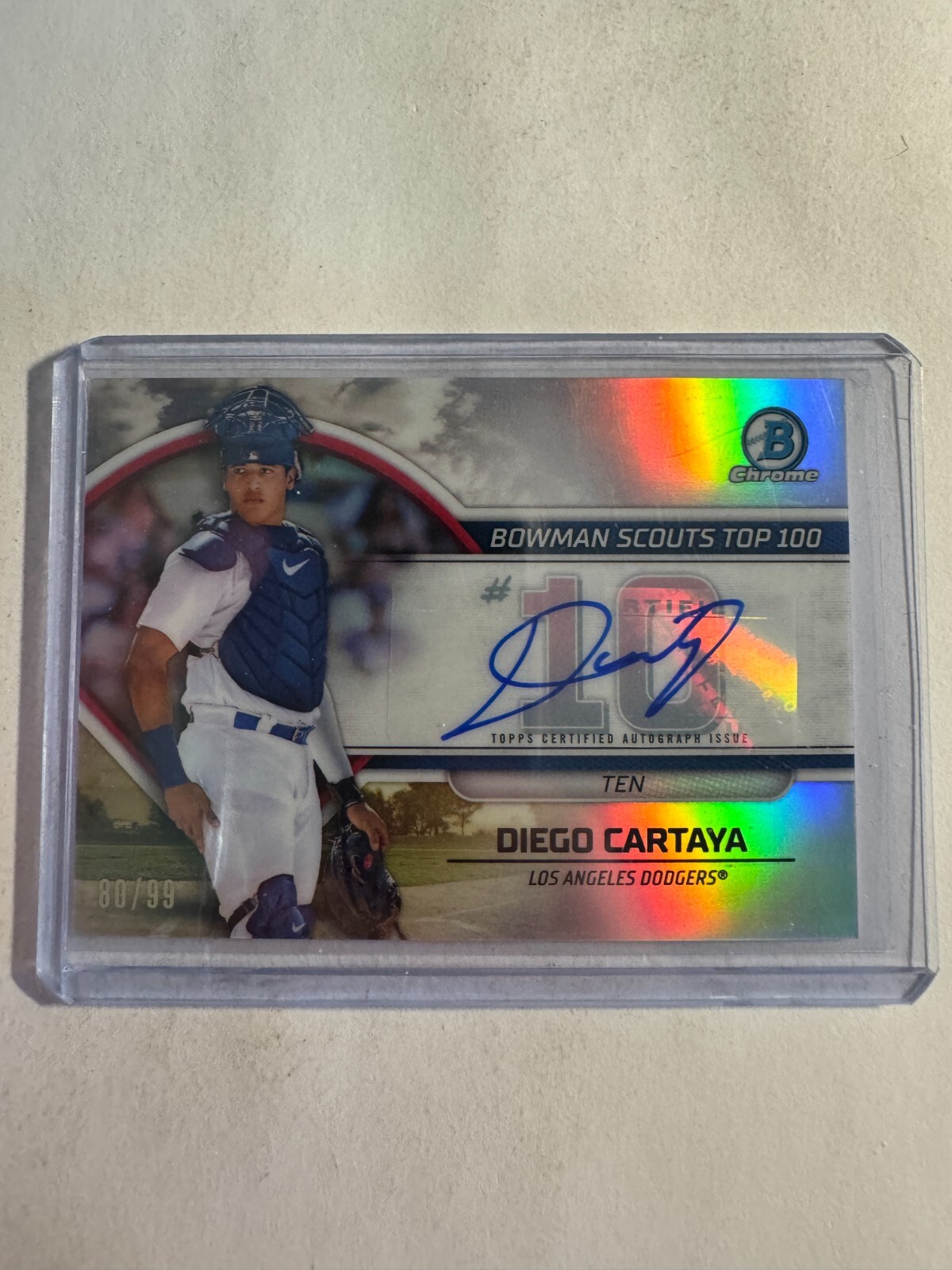 K178,753 - 2023 Bowman Chrome Scouts Top 100 Auto #BTP10 Diego Cartaya #/99