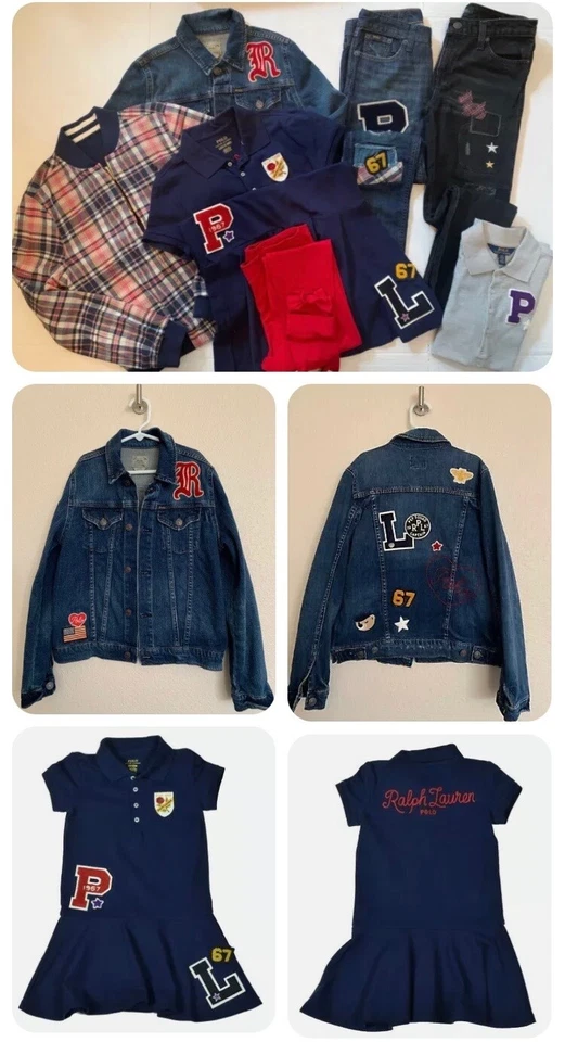 Polo Ralph Lauren Niñas 12 14 Denim Chaqueta Jeans Vestido Camisa Legging LOTE de 7 Foto 2 de 4