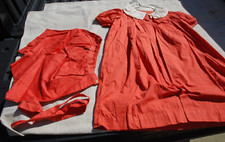 Orange FROCK w Shorts vintage 1920-30s Child's Girls Dress Sz 6-10 Cotton