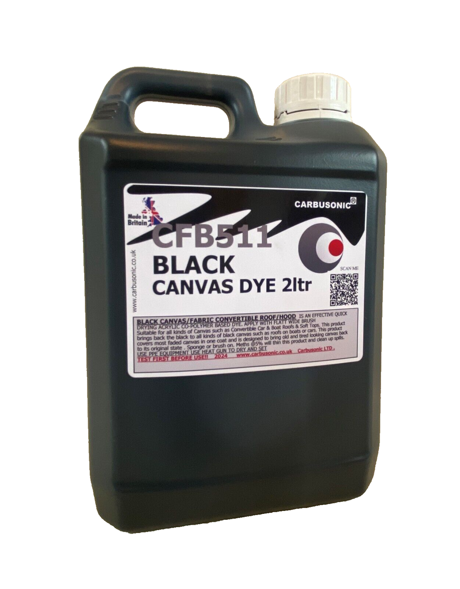 Black convertible roof hood canvas dye reviver, restores colour to