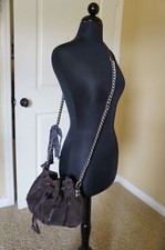New Tylie Malibu Bohemian Drawstring Hobo Shoulder Bag Long Chain Strap Brown