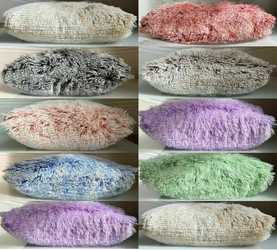 Super Soft Large Cuddly 2 TONE Faux Fur Fluffy Throws Cushions or Covers - Image 2 of 2
