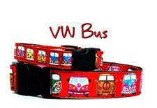 Bus dog collar handmade  adjustable buckle collar 1" or 5/8" wide or leash