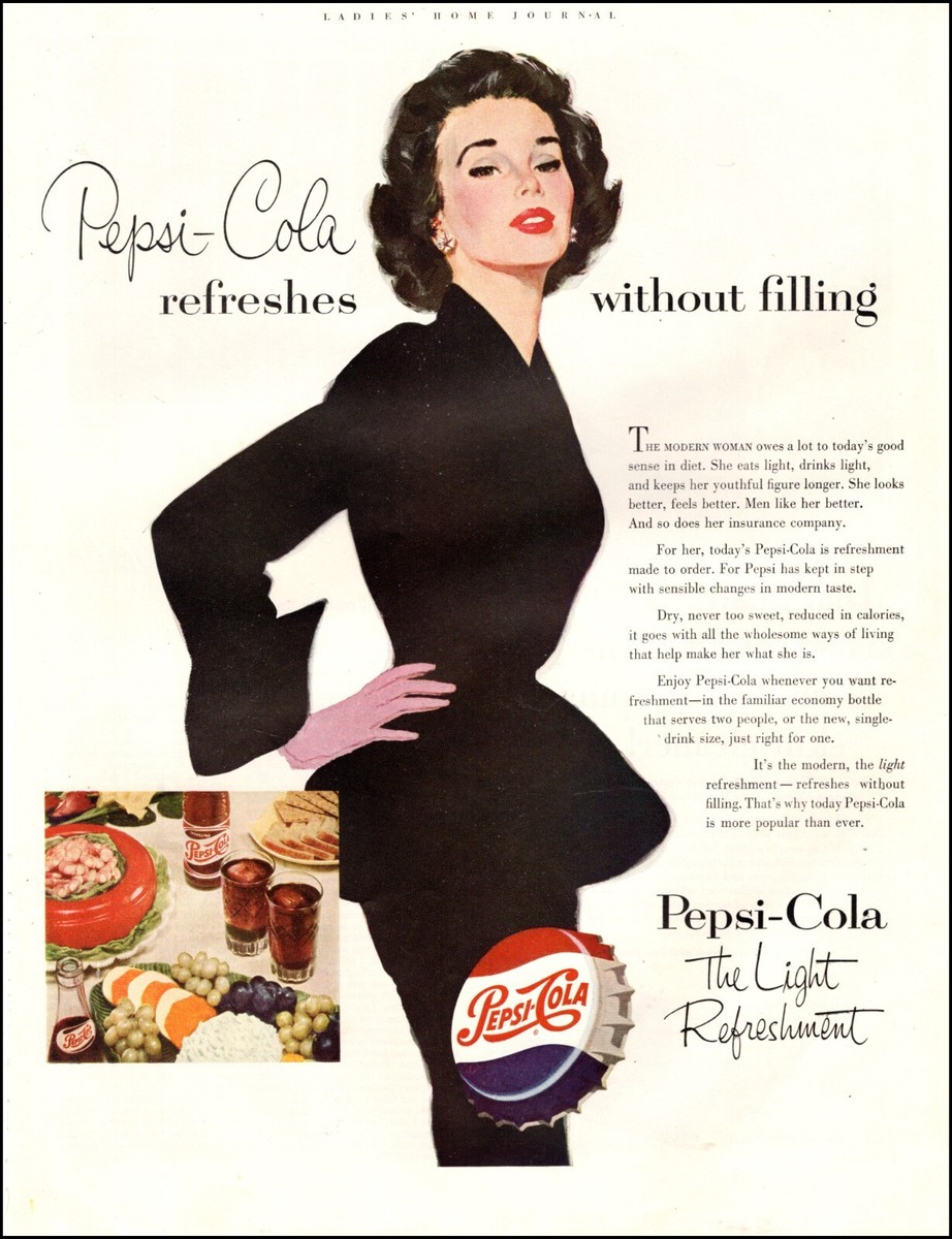 1953 vintage beverage AD for PEPSI COLA art Confident Woman in