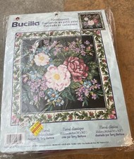 NEW SEALED Vtg 2002 Bucilla 4865 Classic Floral Needlepoint 14.25 x 14.25" Rare
